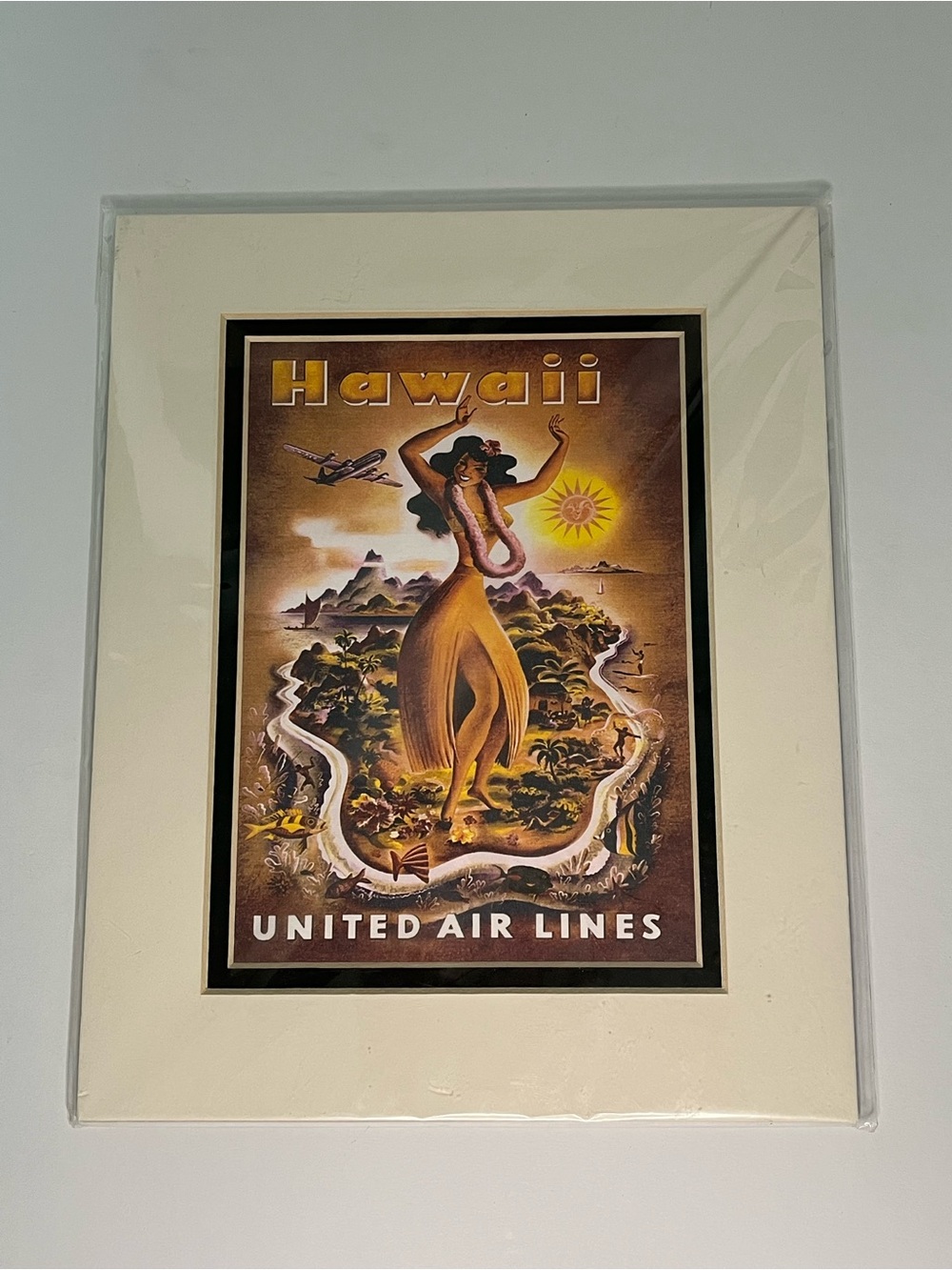 Hawaii Travel Poster Print - Brown & Gold Vintage Style